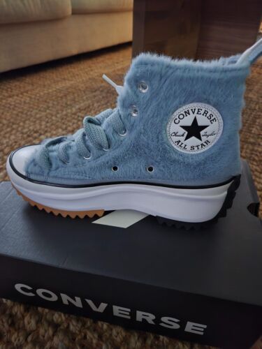 NEW!! CONVERSE RUN STAR HIKE PLATFORM FAUX FUR Sneakers/ Shoes- Blue A13381C