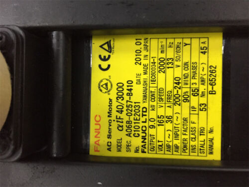 Fanuc A06B-1001-B200 AC Servo Spindle Motor 1.5/2.2kw 3000/8000 RPM 200V 3PH