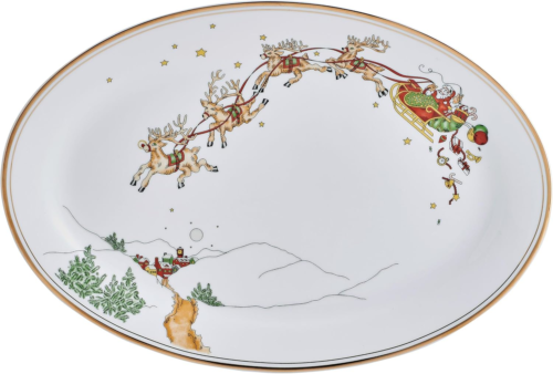 Fitz and Floyd St. Nicholas Gold Banded Holiday Serving Platter, 14 inch