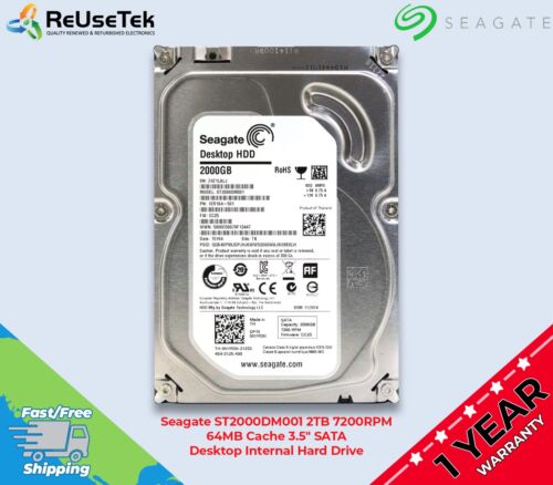 Seagate ST2000DM001 2TB 7200RPM 64MB Cache 3.5″ SATA Desktop Internal Hard Drive