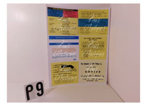 1 Sheet of 6 Diff. Repro. Center Info Card Inserts for W/E or A/E Payphones -P9