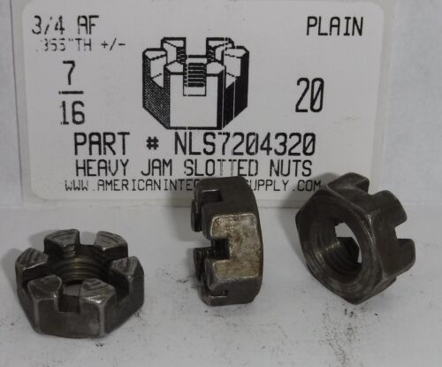 7/16-20 HEAVY JAM HEX SLOTTED NUTS STEEL PLAIN 3/4″AFX.355″ TH +/- (5)