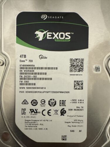 Seagate EXOS 7E8 Enterprise 4TB 3.5″ SAS ST4000NM005A “Lot of 7”