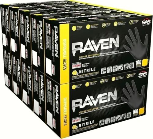 SAS 66519 Nitrile Raven Powder-Free Glove, X-Large 1000 (10 boxes of 1000)