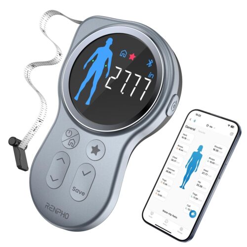 60in Smart Body Measuring Tape with Offline Data Storage and Easy-Lock Hook