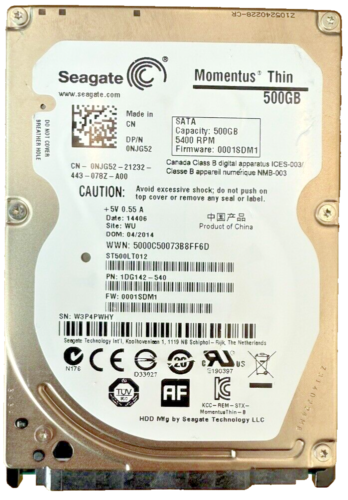 Seagate Momentus Thin ST500LT012 500GB 2.5″ SATA3 6.0 GB/s 16MB Laptop HDD