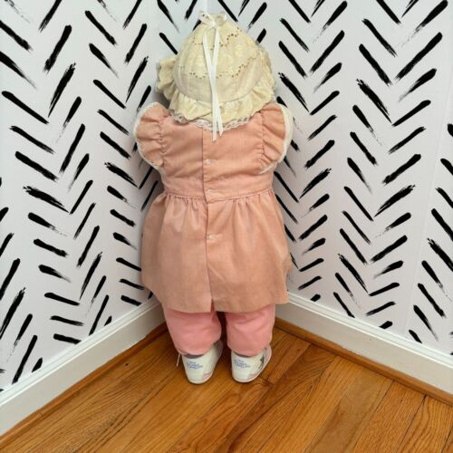 Vintage 1980s Time Out Doll Hide & Seek Corner GIRL Pink Outfit Bonnet 25″ Tall