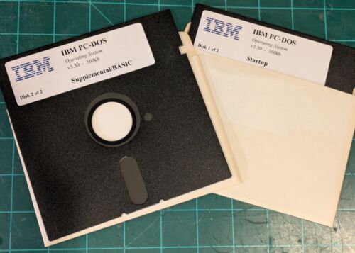 IBM PC-DOS 3.30 on (2) 5.25″ 360kb DSDD Floppy Boot Disks