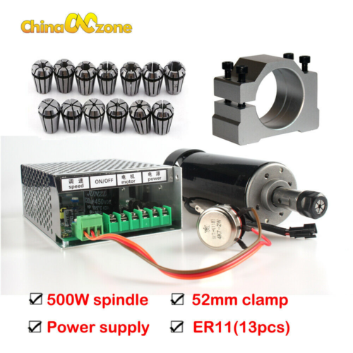 Chinacnczone 500W Spindle Motor Kit Power Supply 13pcs ER11 Collet Spindle Clamp