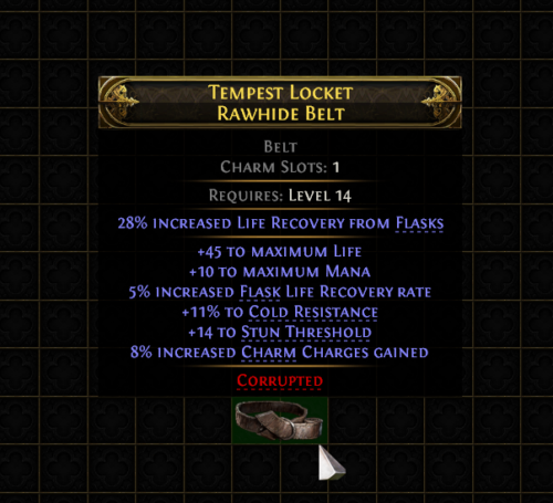 Path Of Exile 2Early AccessRare Belt Lv 14Life+Mana+Recovery+Resist