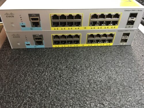 Lot of 2 Cisco WS-C2960L-16PS-LL Network Switch