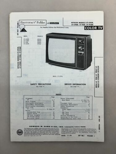 Hitachi CT-C95R C98R 908 928R Service Manual Sams Photofact Free Shipping