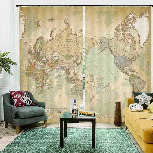 Map Secret Information 3D Curtain Blockout Photo Printing Curtains Drape Fabric