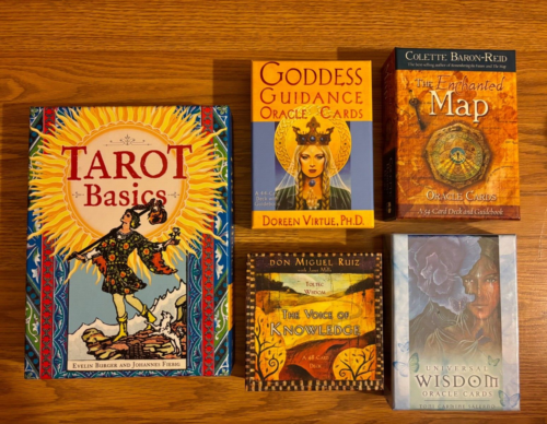 Tarot Basic and Oracle CARDS Lot GODDESS MAP TOLTEC ENCHANTED WISDOM KNOWLEDGE