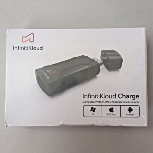 InfinitiKloud Charge USB Drive Compatible with Pc Mac Android IOS + 64GB SD Card