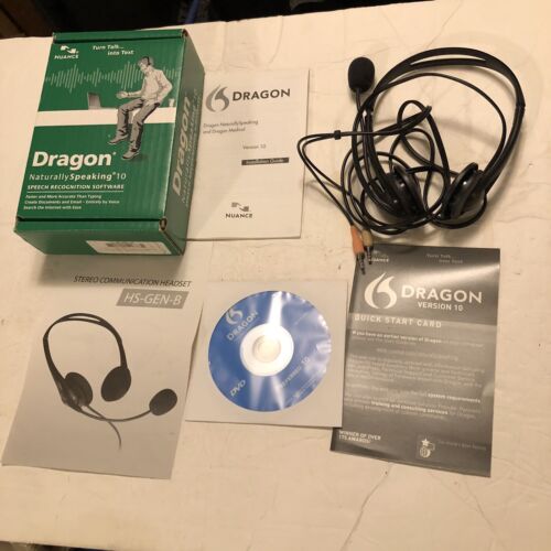 Dragon Naturally Speaking 10 Speech Recognition Software – Nuance Headset