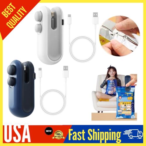 (NEW VERSION) Bag Sealer Mini, Bag Sealer with Cutter, 2 in 1 Rechargeable USB-C