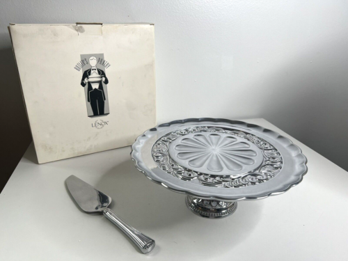 Lenox Butler’s Pantry Metal Serveware 12” Cake Plate Stand w/ Pie/Cake Server