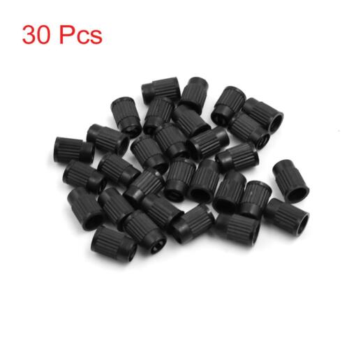 30pcs Car Tire Valve Stem Caps Tyre Air Stem Dust Covers 10mm Universal Black