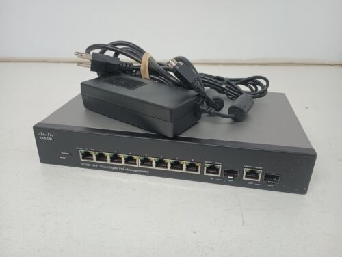 Cisco SG300-10PP 10 Port Gigabit PoE+ Switch SG300-10PP-K9 V03 54VDC 1.66A