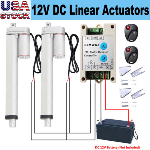 Dual Linear Actuator System Heavy Duty 1000N 12V Motor +Brackets +Controller Kit