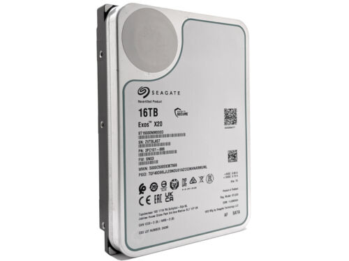 Seagate Exos X20 ST16000NM000D 16TB 7.2K SATA 6Gb/s 3.5″  Enterprise Hard Drive