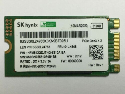 SKHynix 512GB 256GB PCIe Gen3 x 2 M.2  2242 NVMe SSD HFM512GDHTNG-8310A BA SSD