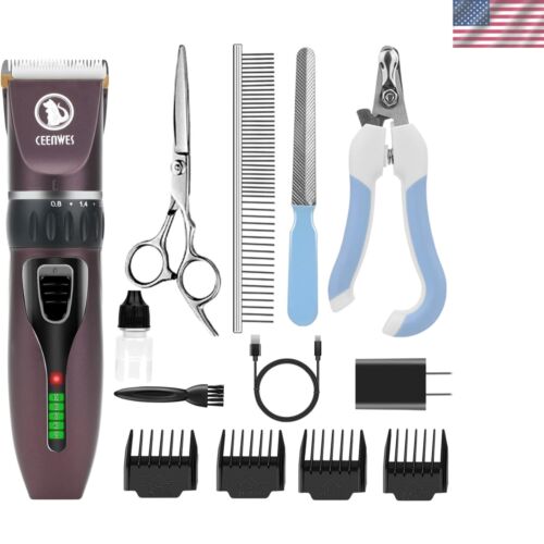 Low Noise Rechargeable Dog Clippers with Fine-Tuning Knob for Purrfect Grooming