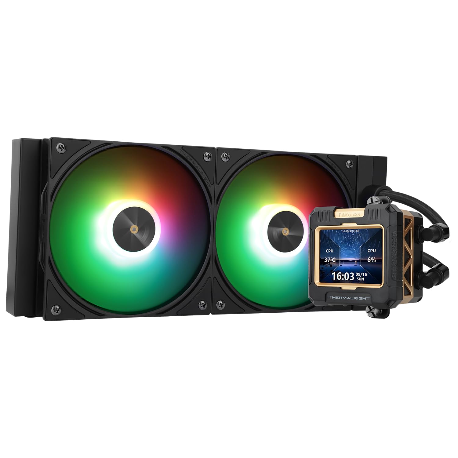 Thermalright FW240 Black ARGB V2 CPU AIO Cooler,PC 240 Specification Water Cooler System,IPS LCD Screen with 320 * 240 Resolution,for AM5&Intel LGA1700/1851,CPU Cooler Comes with 2.4-inch LCD Display