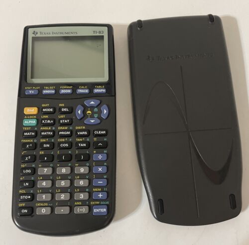 Graphing Calculator Texas Instruments TI-83 Plus W/Cover Black Tested