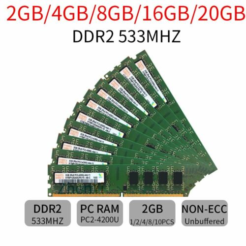 20GB 16GB 8GB 4GB 2GB DDR2 533MHz PC2-4200U 240Pin Desktop Memory Hynix LOT BT