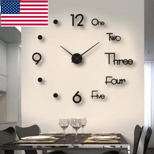 DIY 3D Extra Large Roman Numerals Luxury Mirror Wall Sticker Clock Home Decor US