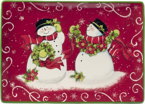 Holiday Magic Snowman Rectangular Serving Platter, 14″ X 10″