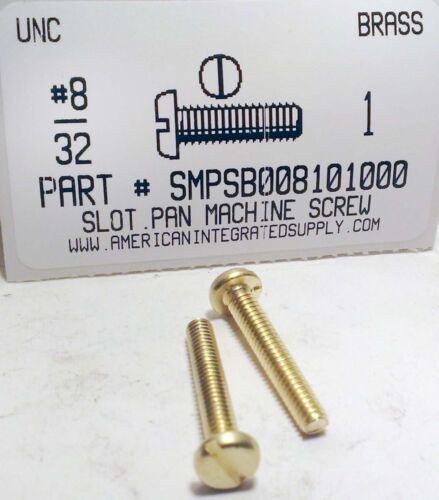 #8-32×1 Pan Head Slotted Machine Screws Solid Brass (12)