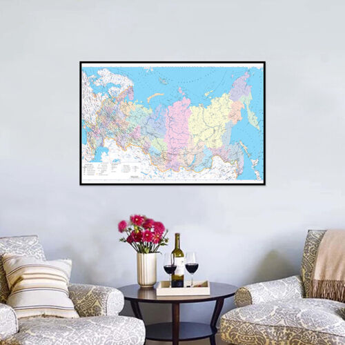 Large/Medium Vinyl Administrative Map Style Russian Living Room Wall Art Prints