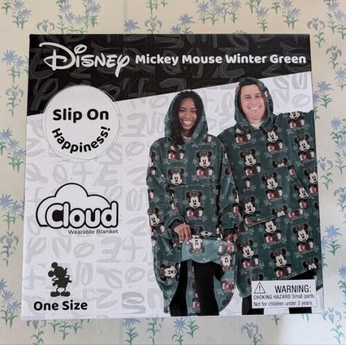 Cloud Disney Winter Green Mickey Mouse Wearable Blanket NEW Fleece Oversized