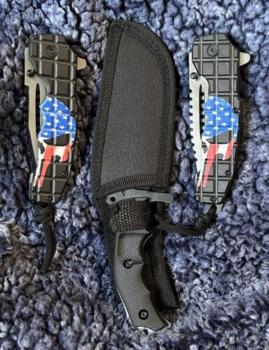 LOT of 3 BRAND NEW Ai Knives RETAIL: $95 Hunting Fishing Skulls USA Safety Sharp