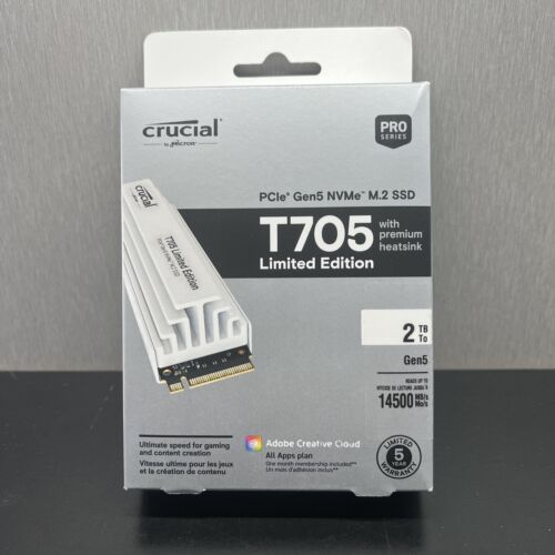 Crucial T705 2TB PCIe Gen5 NVMe M.2 SSD  with Heatsink