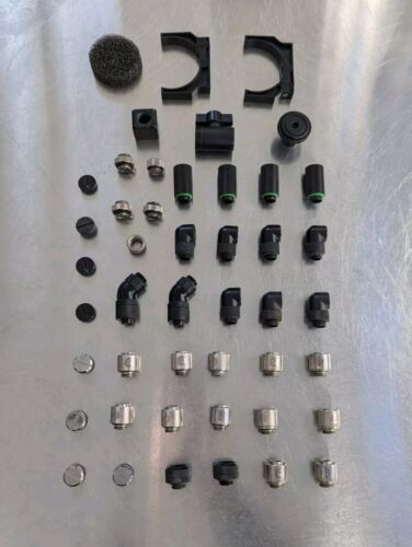 Lot Of 43 PC Water Cooling Fittings, Caps, Valves, Etc EKWB With Extras