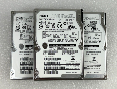 Lot of 60 NetApp HGST HUC109060CSS600 600GB 10K 6G SAS 2.5″ Server Hard Drives