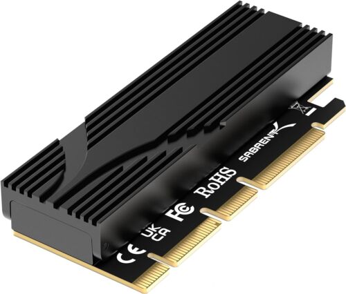 Sabrent NVMe M.2 SSD to PCIe Gen 5 x16 x8 x4 EC-TFPE with Aluminum Heasink Card