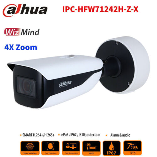 Dahua IPC-HFW71242H-Z-X 4X Zoom 12MP WizMind PoE IP Bullet Camera Deep-learning