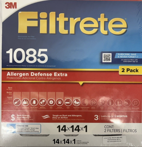 3M Filtrete Air Filter MPR 1085 Reduces Air Dust Allergens 6 Total 2 Packs