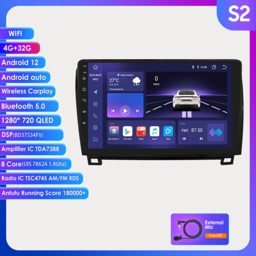 8Core 4GB For Toyota Tundra 2007-13 Android 12 Car GPS Radio Stereo Nav Headunit