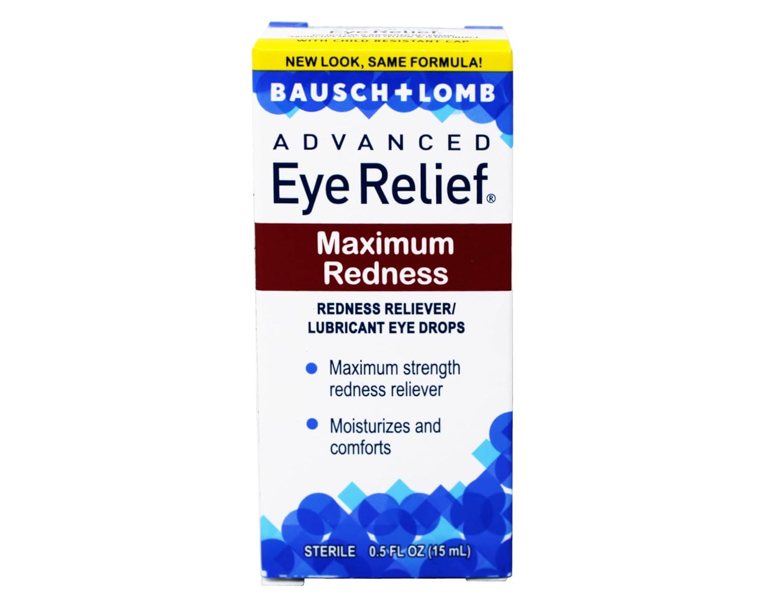 Bausch + Lomb Advanced Eye Relief Maximum Redness, Redness Reliever Lubricant Eye Drops from, for Dry Eyes & Redness Relief, 0.5 Fl Oz (15 mL)