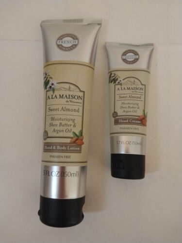 A La Maison De Provence lot of 2 Hand Cream Sweet Almond Scent 5.0 & 1.7 Oz