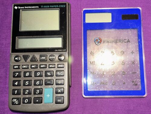 Two Calculators One Texas Instrument And Primerica See Through New