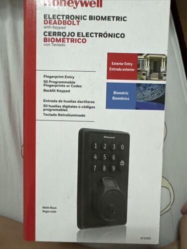 HONEYWELL Electronic Biometric Deadbolt W/Keypad – Model #8733501 Matte Black