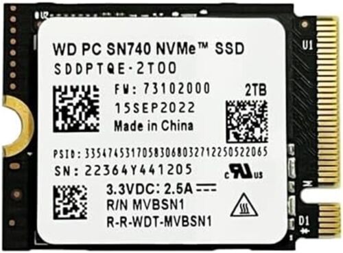 Western Digital WD PC SN740 NVME M.2 2230 SSD 1TB 2TB PCIe 4×4 For Surface Steam