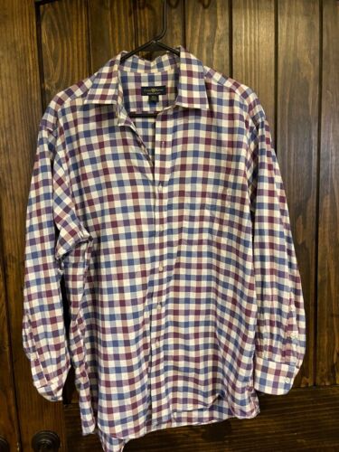 Club Room Button Up Shirt Mens Medium Blue/Purple Plaid Long Sleeve Casual